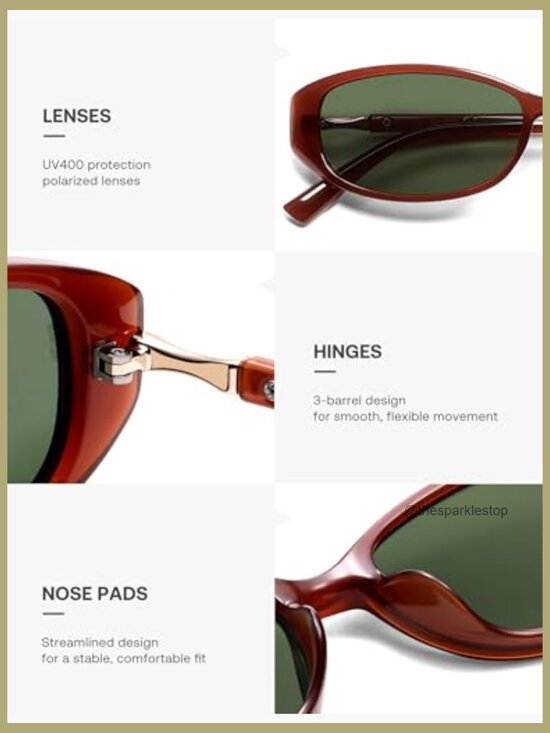 Polarized Retro Oval Sunglasses Lightweight Plastic Frame UV400 Protection